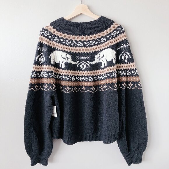 Free People Sweater NWT Nellie sweater women's chunky knit oversized black - Picture 6 of 15